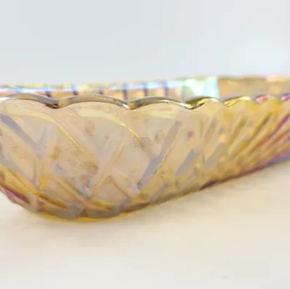 Iridescent Marigold Carnival Glass Bread Bowl - Picture 5 of 5